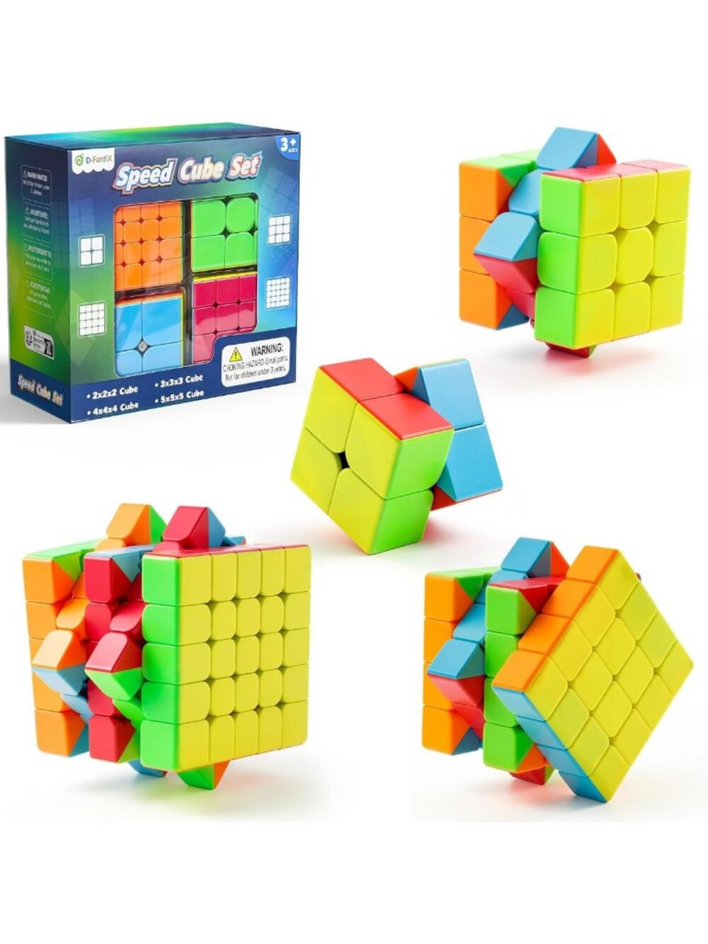 Speed Cube Set 2x2 3x3 4x4 5x5 - Stress Relief Fidget Toys for Adults & Kids